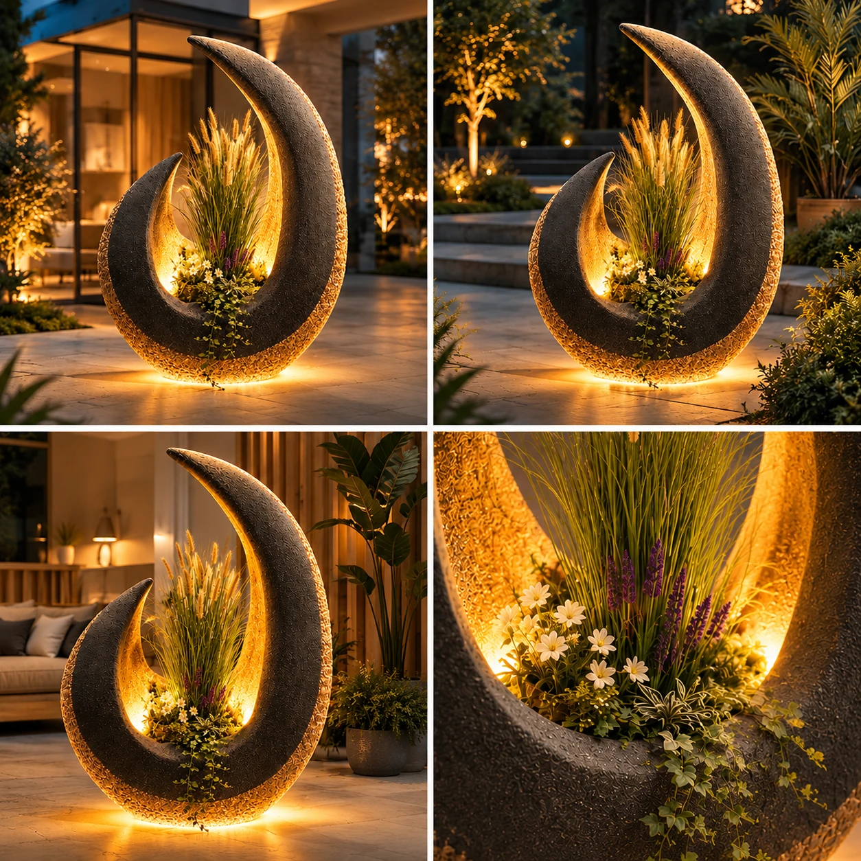 Dizajnový kvetináč Luna Glow – ČIERNO - HNEDÁ – kvetináč AureaForma
