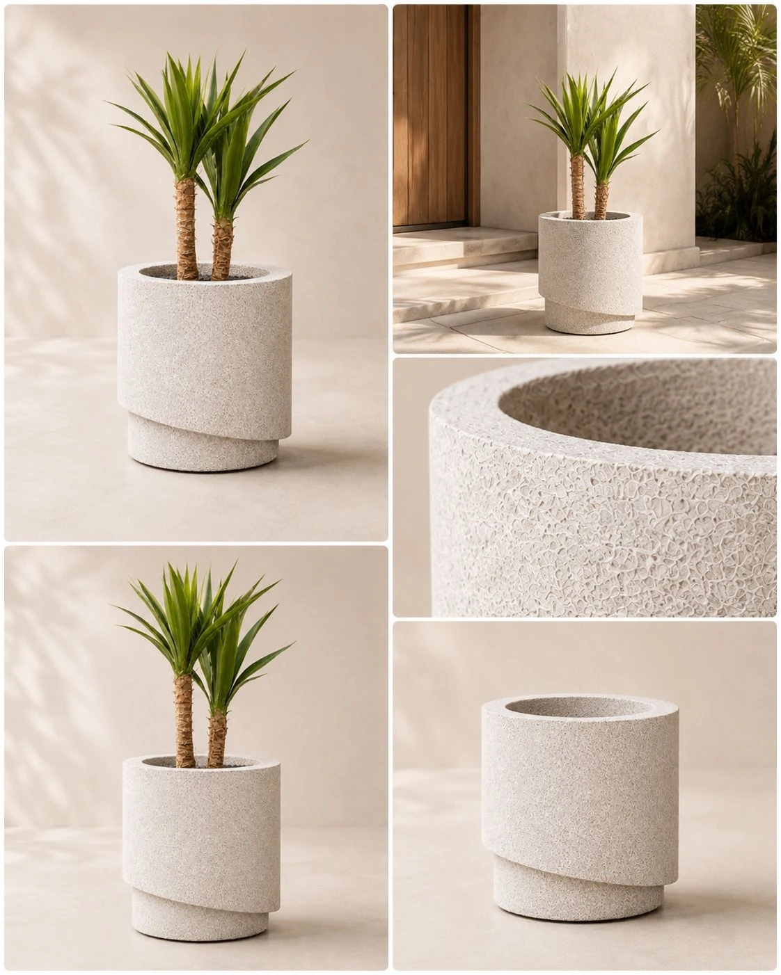 Kvetináč RONDO Beige – biela – kvetináč AureaForma