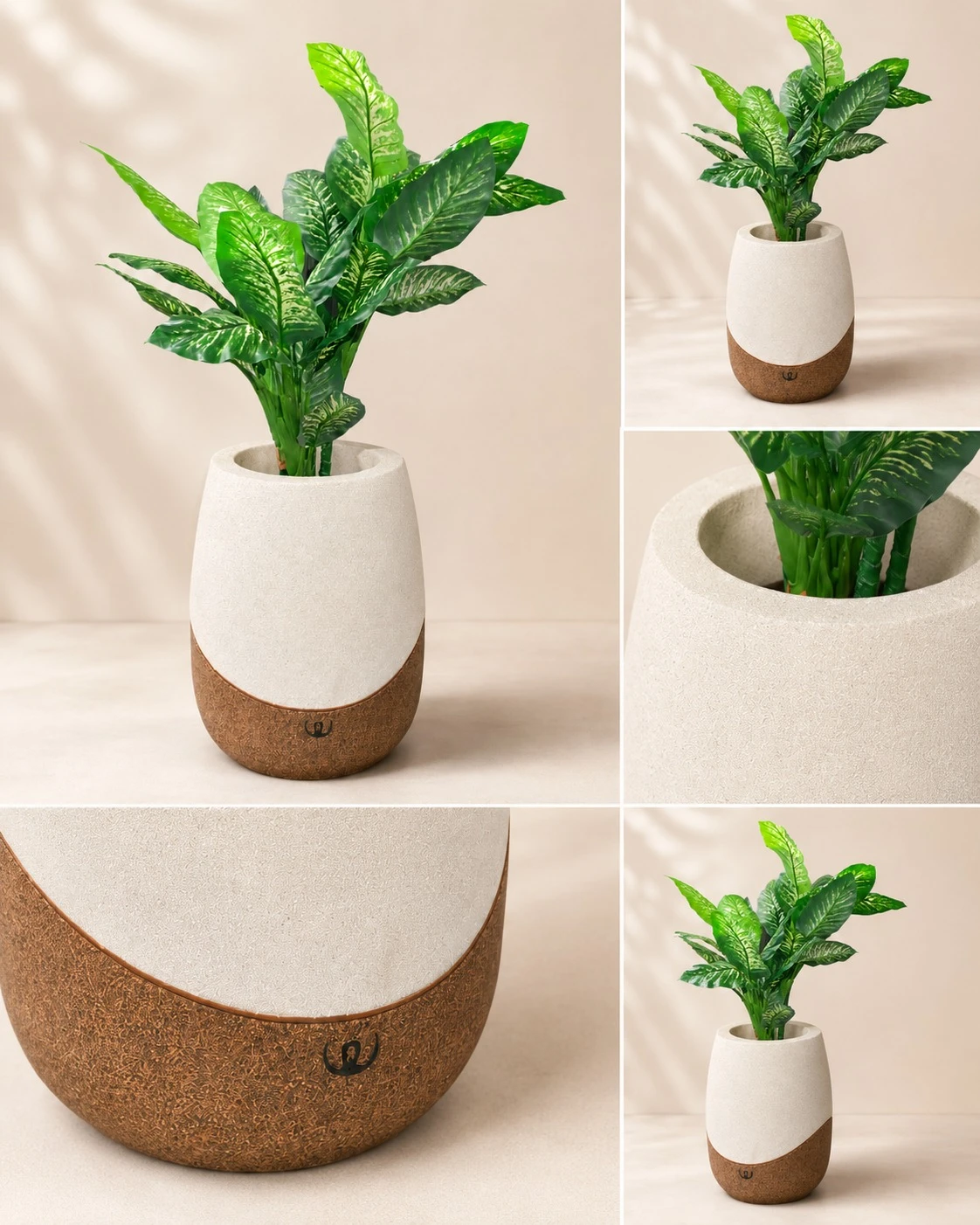 Kvetináč ELEGANCE Duo – BIELO-HNEDÁ – kvetináč AureaForma