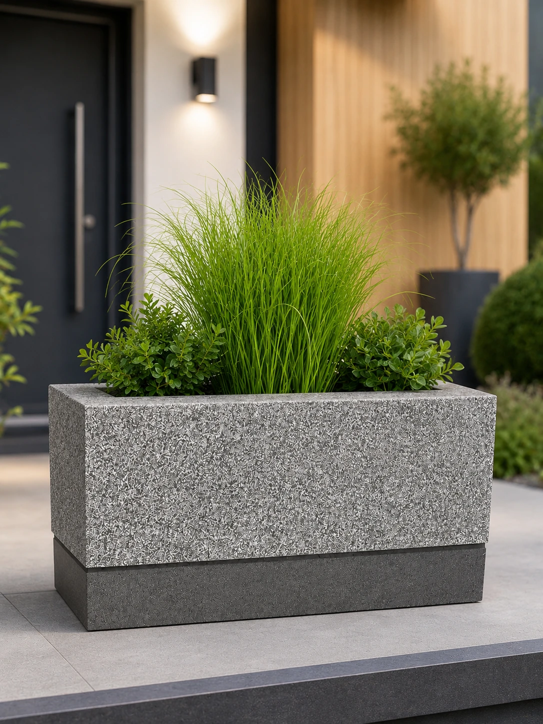 Hranatý kvetináč Grey Line – ŠEDO-ČIERNA – kvetináč AureaForma